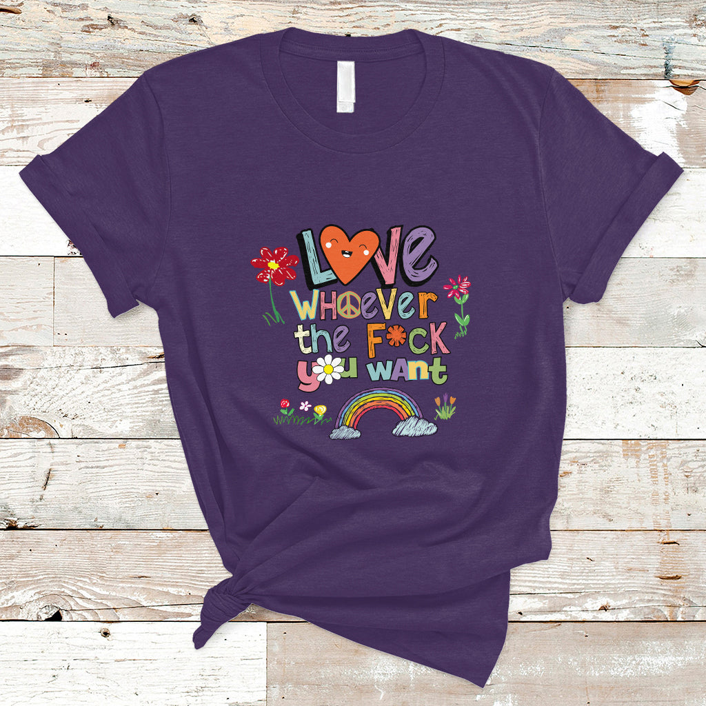 Gay Pride T Shirt Love Whoever The F You Want LGBTQ LGBT Pride Month Cute - Wonder Print Shop