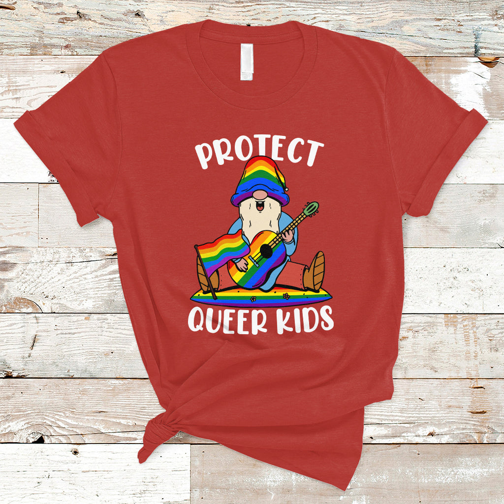 LGBT Queer Pride T Shirt Protect Queer Kids Queer Youth Gnome LGBT Pride Month Ally - Wonder Print Shop