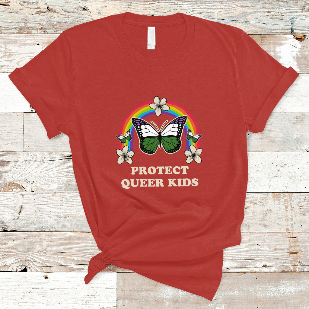 LGBT Queer Pride T Shirt Protect Queer Kids Queer Youth Queer Butterfly LGBT Ally - Wonder Print Shop