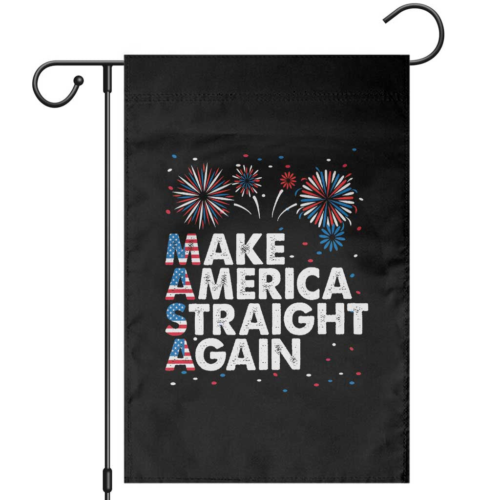Funny MASA Make America Straight Again Garden Flag 4th of July Fireworks American Flag USA Party