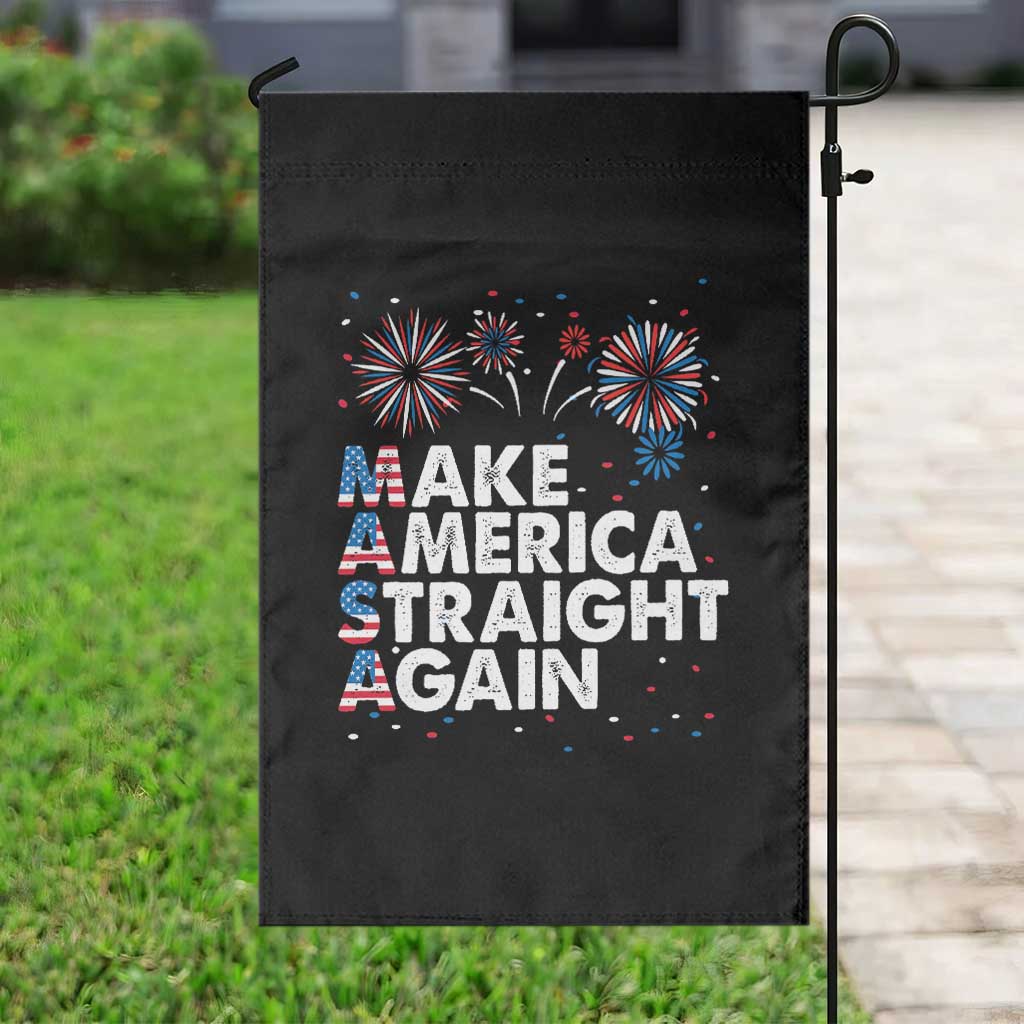 Funny MASA Make America Straight Again Garden Flag 4th of July Fireworks American Flag USA Party
