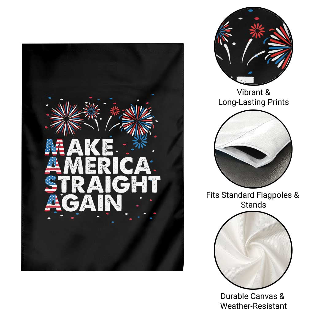Funny MASA Make America Straight Again Garden Flag 4th of July Fireworks American Flag USA Party