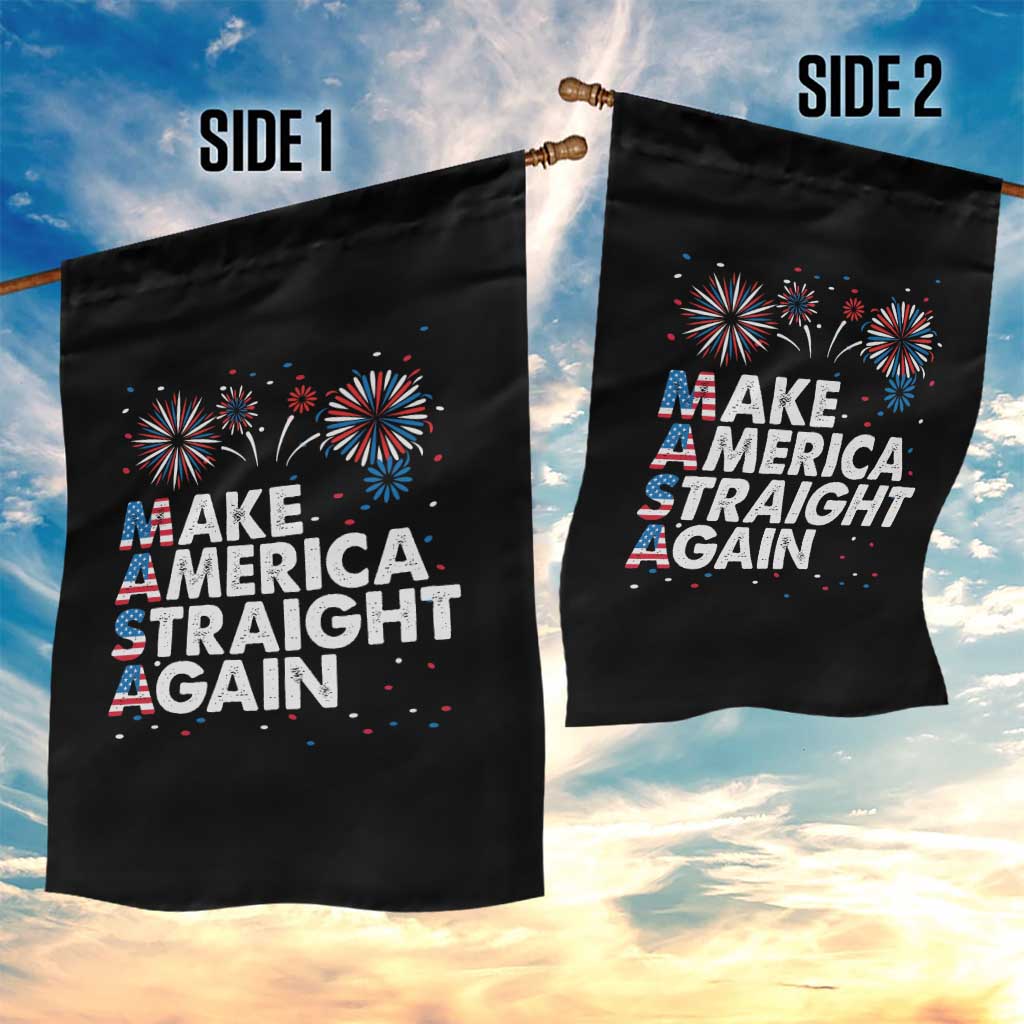 Funny MASA Make America Straight Again Garden Flag 4th of July Fireworks American Flag USA Party