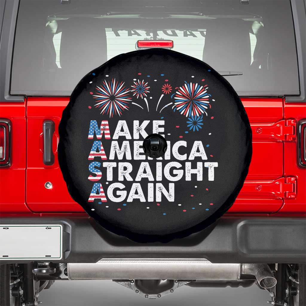 Funny MASA Make America Straight Again Spare Tire Cover 4th of July Fireworks American Flag USA Party