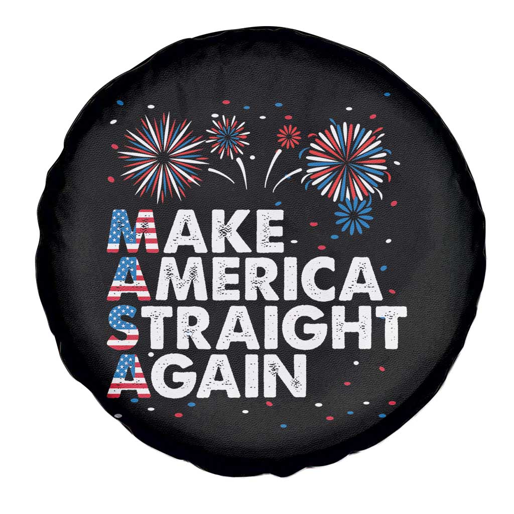 Funny MASA Make America Straight Again Spare Tire Cover 4th of July Fireworks American Flag USA Party