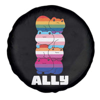 Colorful LGBTQ+ Ally Frogs Stack Spare Tire Cover Kawaii Gay Pride Support