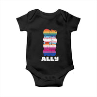 Colorful LGBTQ+ Ally Frogs Stack Baby Onesie Kawaii Gay Pride Support