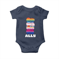 Colorful LGBTQ+ Ally Frogs Stack Baby Onesie Kawaii Gay Pride Support