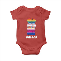 Colorful LGBTQ+ Ally Frogs Stack Baby Onesie Kawaii Gay Pride Support