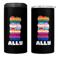 Colorful LGBTQ+ Ally Frogs Stack 4 in 1 Can Cooler Tumbler Kawaii Gay Pride Support