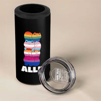 Colorful LGBTQ+ Ally Frogs Stack 4 in 1 Can Cooler Tumbler Kawaii Gay Pride Support