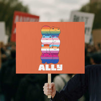 Colorful LGBTQ+ Ally Frogs Stack Protest Sign Kawaii Gay Pride Support - Wonder Print Shop