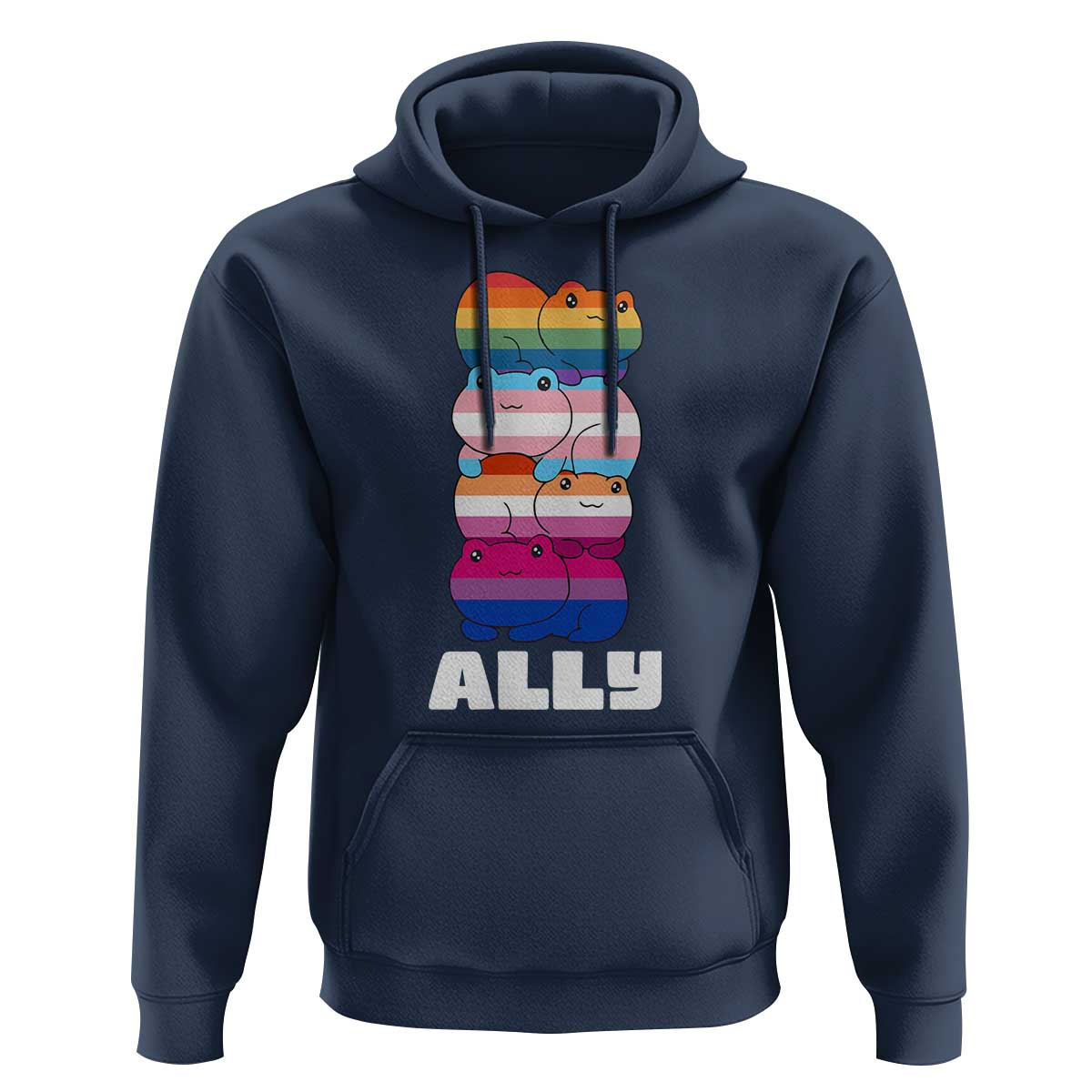 Colorful LGBTQ+ Ally Frogs Stack Hoodie Kawaii Gay Pride Support