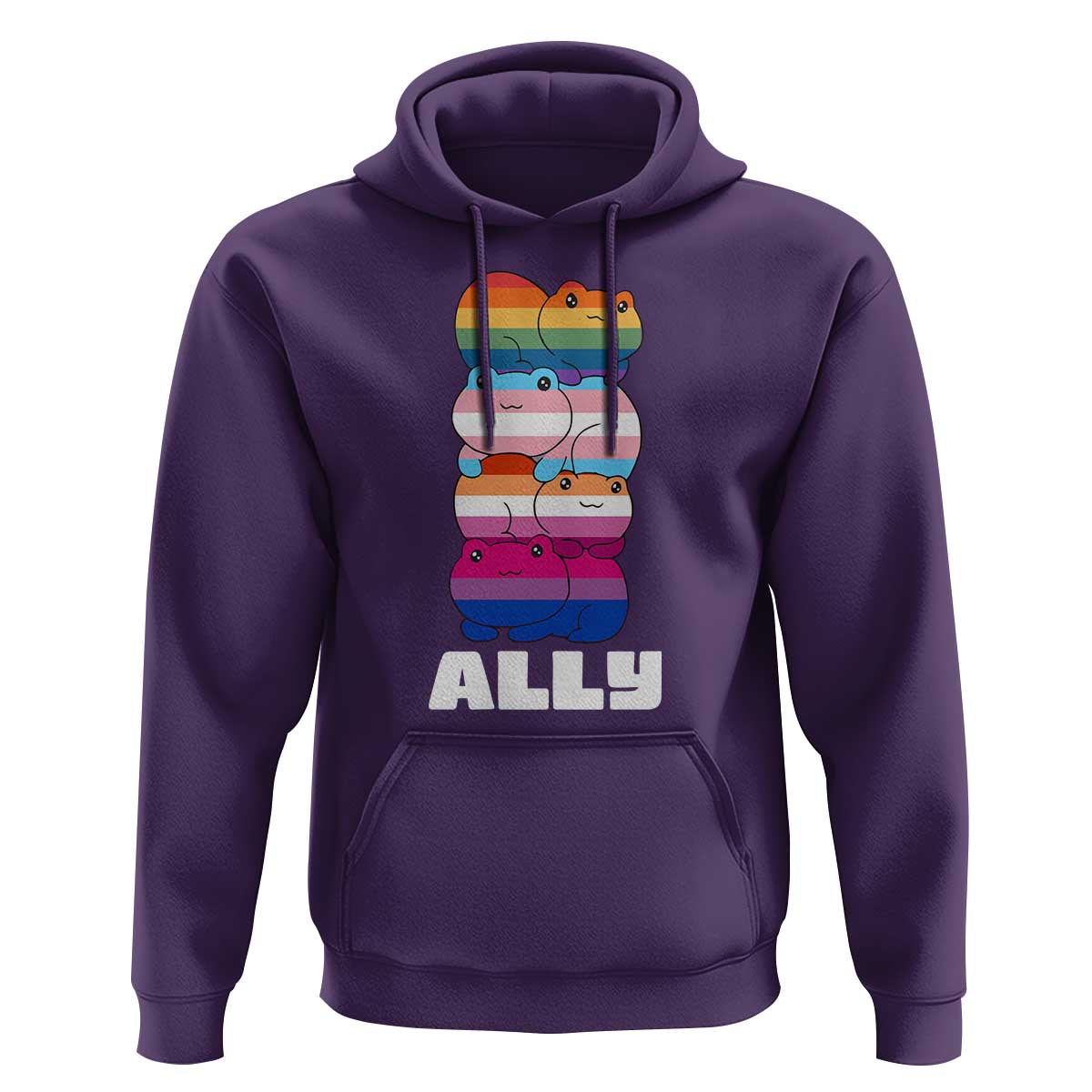 Colorful LGBTQ+ Ally Frogs Stack Hoodie Kawaii Gay Pride Support