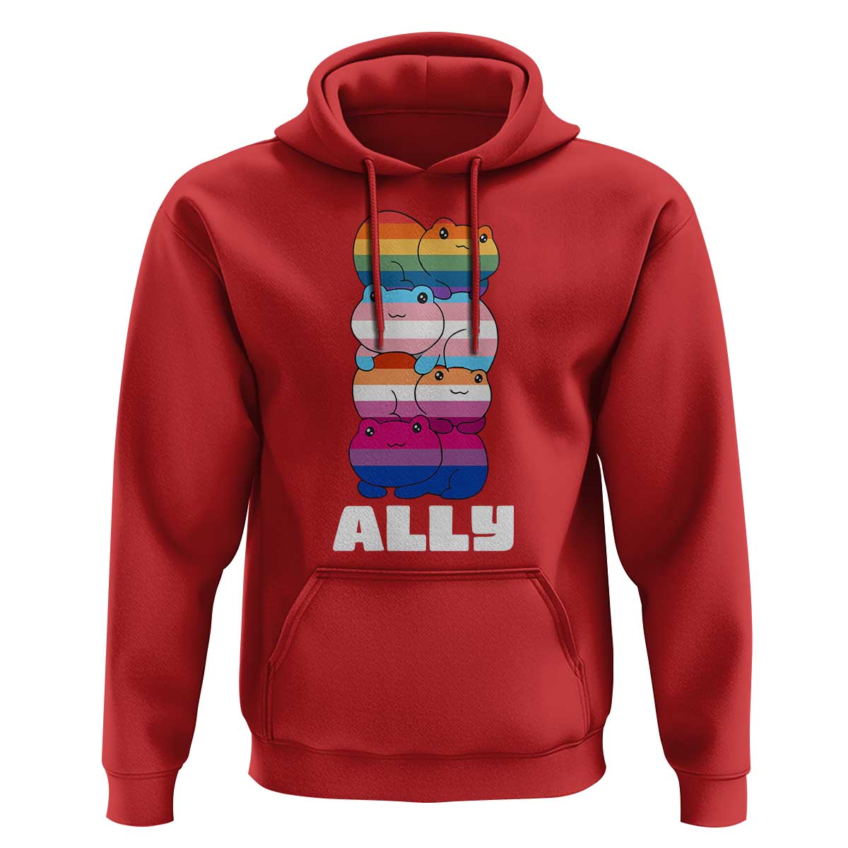Colorful LGBTQ+ Ally Frogs Stack Hoodie Kawaii Gay Pride Support