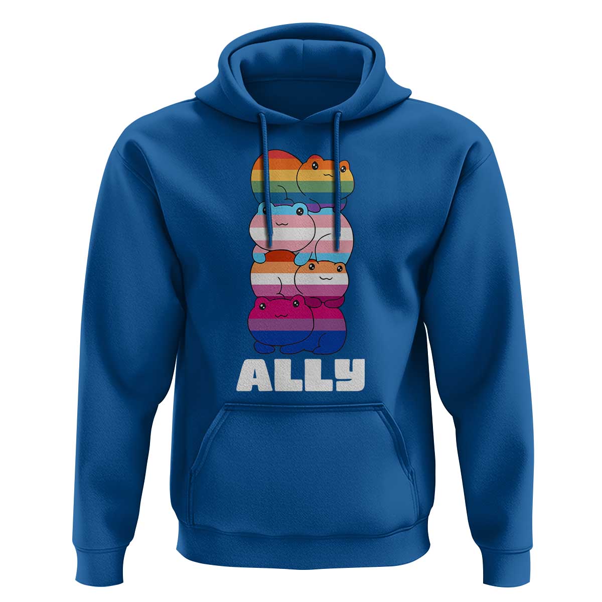 Colorful LGBTQ+ Ally Frogs Stack Hoodie Kawaii Gay Pride Support