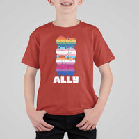 Colorful LGBTQ+ Ally Frogs Stack T Shirt For Kid Kawaii Gay Pride Support