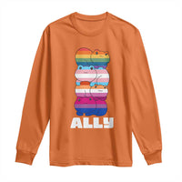 Colorful LGBTQ+ Ally Frogs Stack Long Sleeve Shirt Kawaii Gay Pride Support