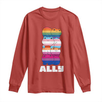 Colorful LGBTQ+ Ally Frogs Stack Long Sleeve Shirt Kawaii Gay Pride Support