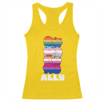 Colorful LGBTQ+ Ally Frogs Stack Racerback Tank Top Kawaii Gay Pride Support