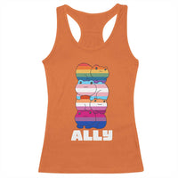 Colorful LGBTQ+ Ally Frogs Stack Racerback Tank Top Kawaii Gay Pride Support