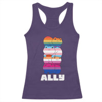 Colorful LGBTQ+ Ally Frogs Stack Racerback Tank Top Kawaii Gay Pride Support