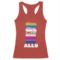 Colorful LGBTQ+ Ally Frogs Stack Racerback Tank Top Kawaii Gay Pride Support