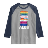Colorful LGBTQ+ Ally Frogs Stack Raglan Shirt Kawaii Gay Pride Support