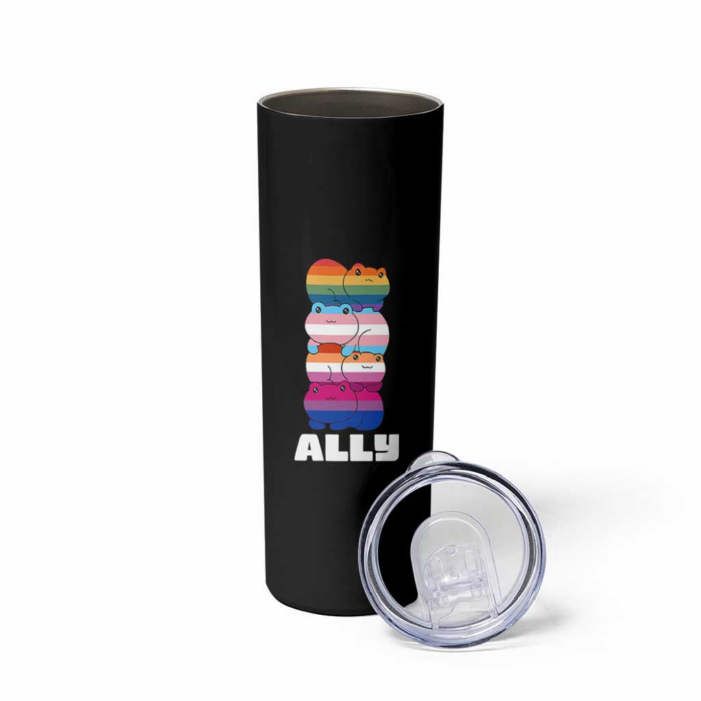 Colorful LGBTQ+ Ally Frogs Stack Skinny Tumbler Kawaii Gay Pride Support