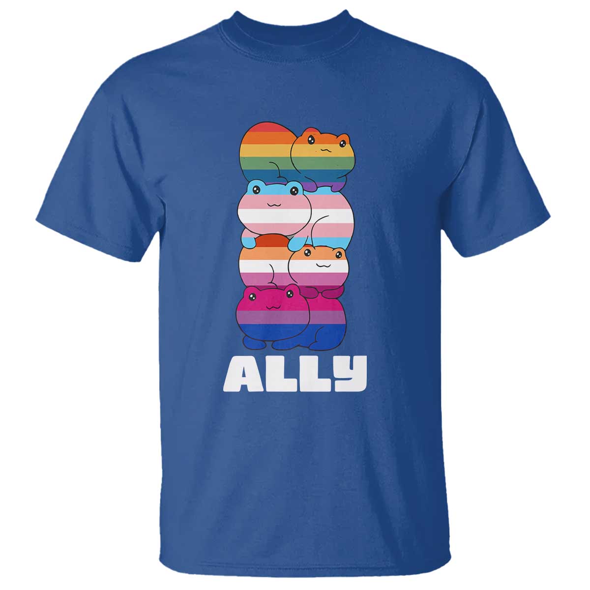 Colorful LGBTQ+ Ally Frogs Stack T Shirt Kawaii Gay Pride Support