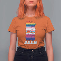 Colorful LGBTQ+ Ally Frogs Stack T Shirt For Women Kawaii Gay Pride Support