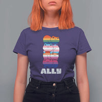 Colorful LGBTQ+ Ally Frogs Stack T Shirt For Women Kawaii Gay Pride Support