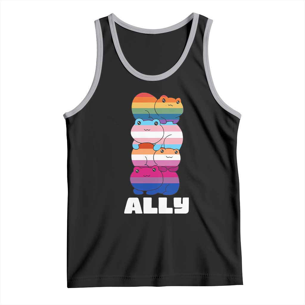 Colorful LGBTQ+ Ally Frogs Stack Tank Top Kawaii Gay Pride Support