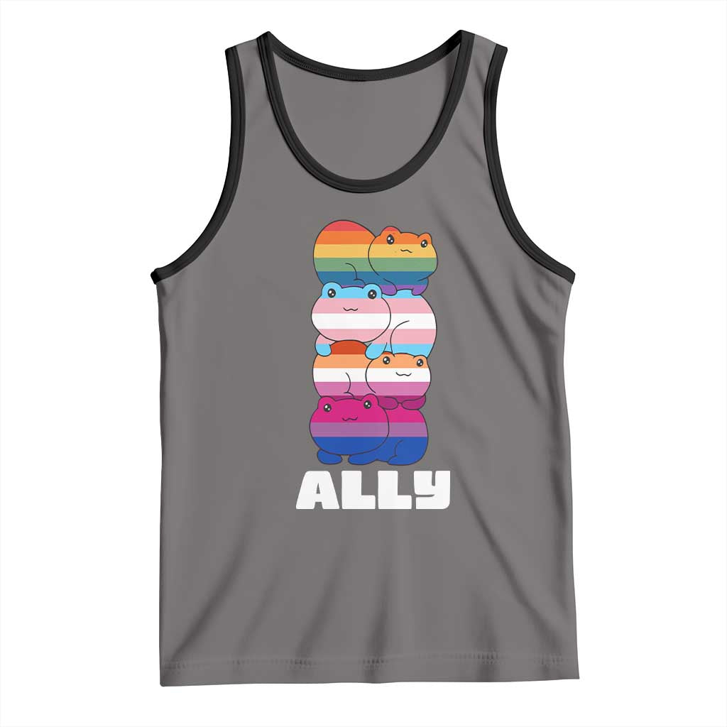 Colorful LGBTQ+ Ally Frogs Stack Tank Top Kawaii Gay Pride Support