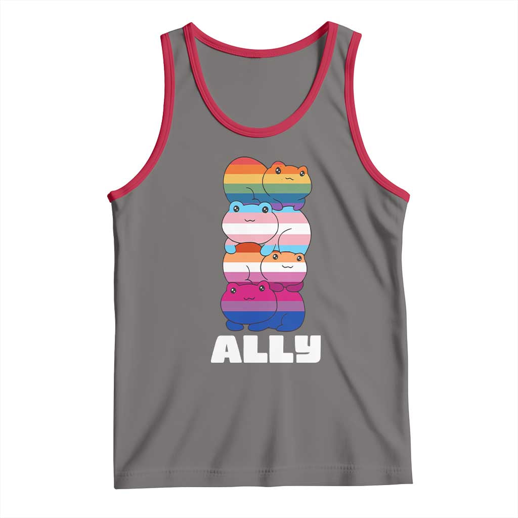 Colorful LGBTQ+ Ally Frogs Stack Tank Top Kawaii Gay Pride Support