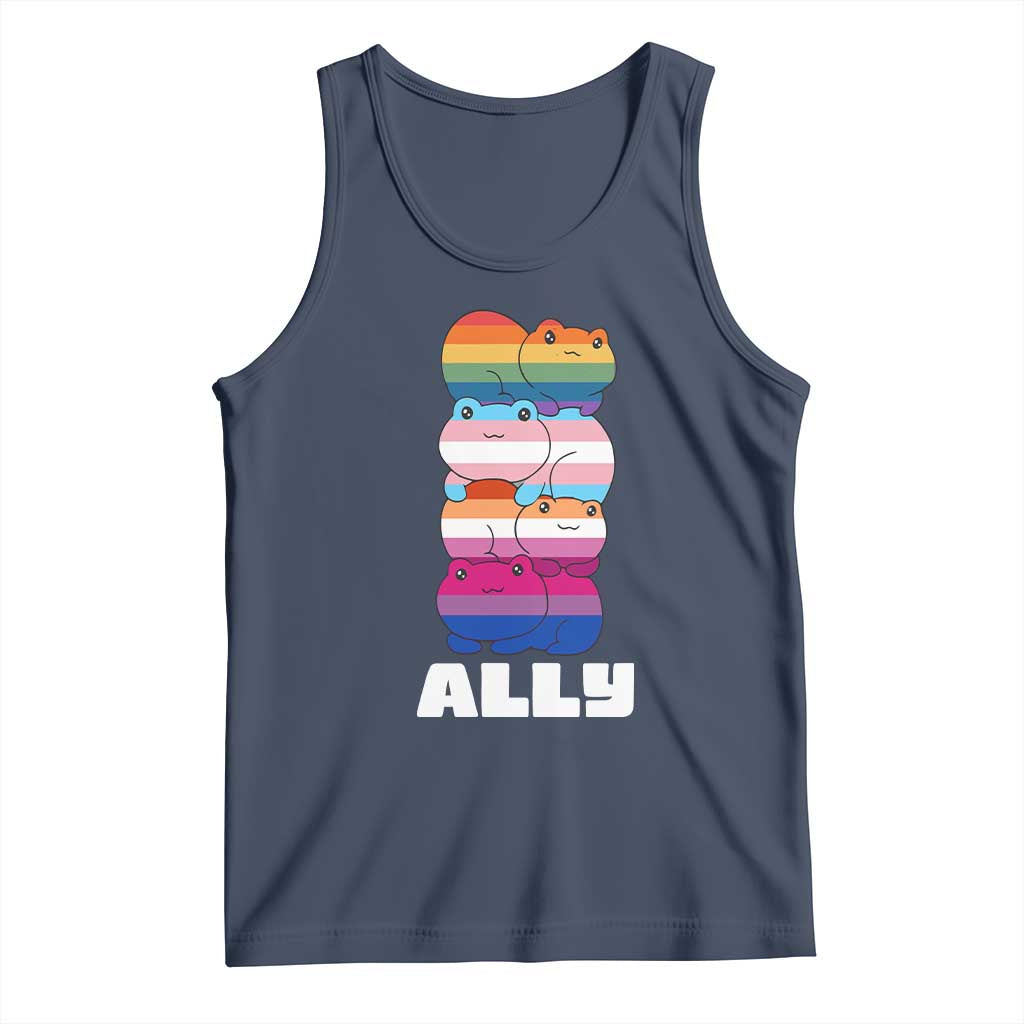 Colorful LGBTQ+ Ally Frogs Stack Tank Top Kawaii Gay Pride Support