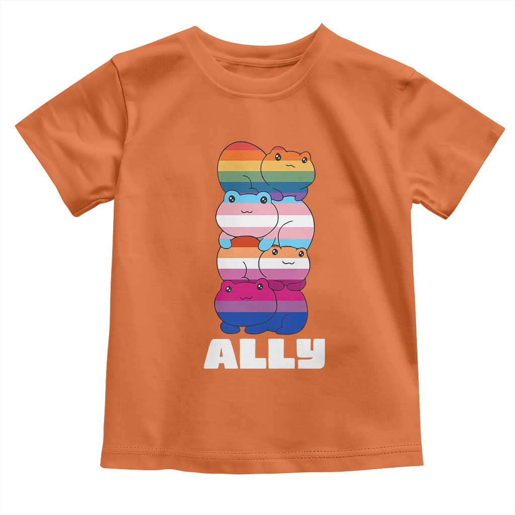 Colorful LGBTQ+ Ally Frogs Stack Toddler T Shirt Kawaii Gay Pride Support