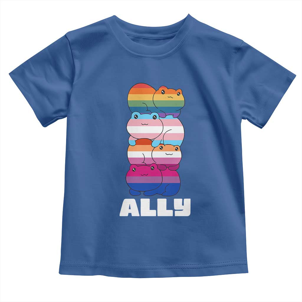 Colorful LGBTQ+ Ally Frogs Stack Toddler T Shirt Kawaii Gay Pride Support