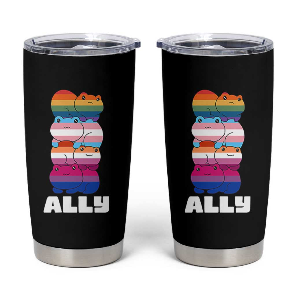 Colorful LGBTQ+ Ally Frogs Stack Tumbler Cup Kawaii Gay Pride Support