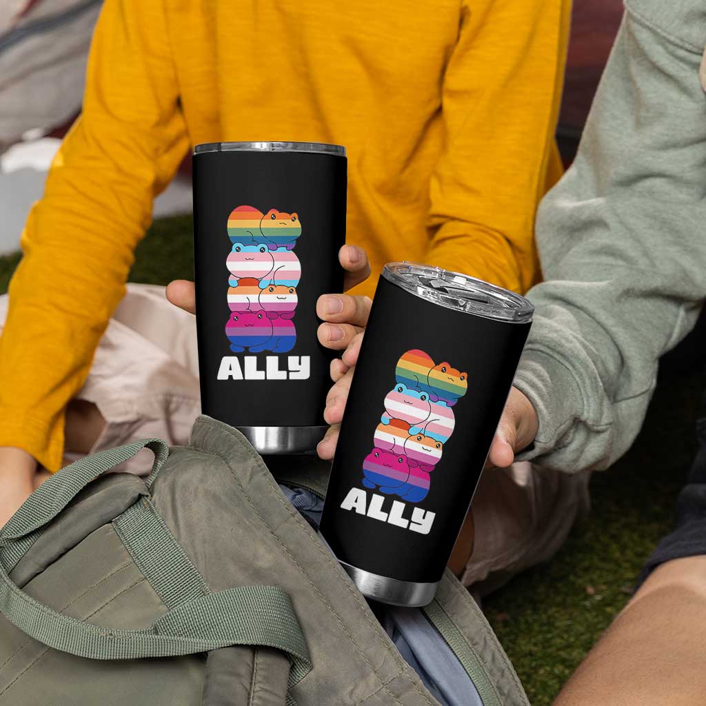 Colorful LGBTQ+ Ally Frogs Stack Tumbler Cup Kawaii Gay Pride Support