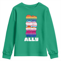 Colorful LGBTQ+ Ally Frogs Stack Youth Sweatshirt Kawaii Gay Pride Support