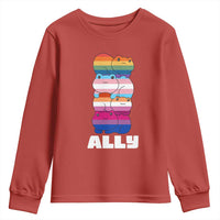 Colorful LGBTQ+ Ally Frogs Stack Youth Sweatshirt Kawaii Gay Pride Support