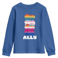 Colorful LGBTQ+ Ally Frogs Stack Youth Sweatshirt Kawaii Gay Pride Support