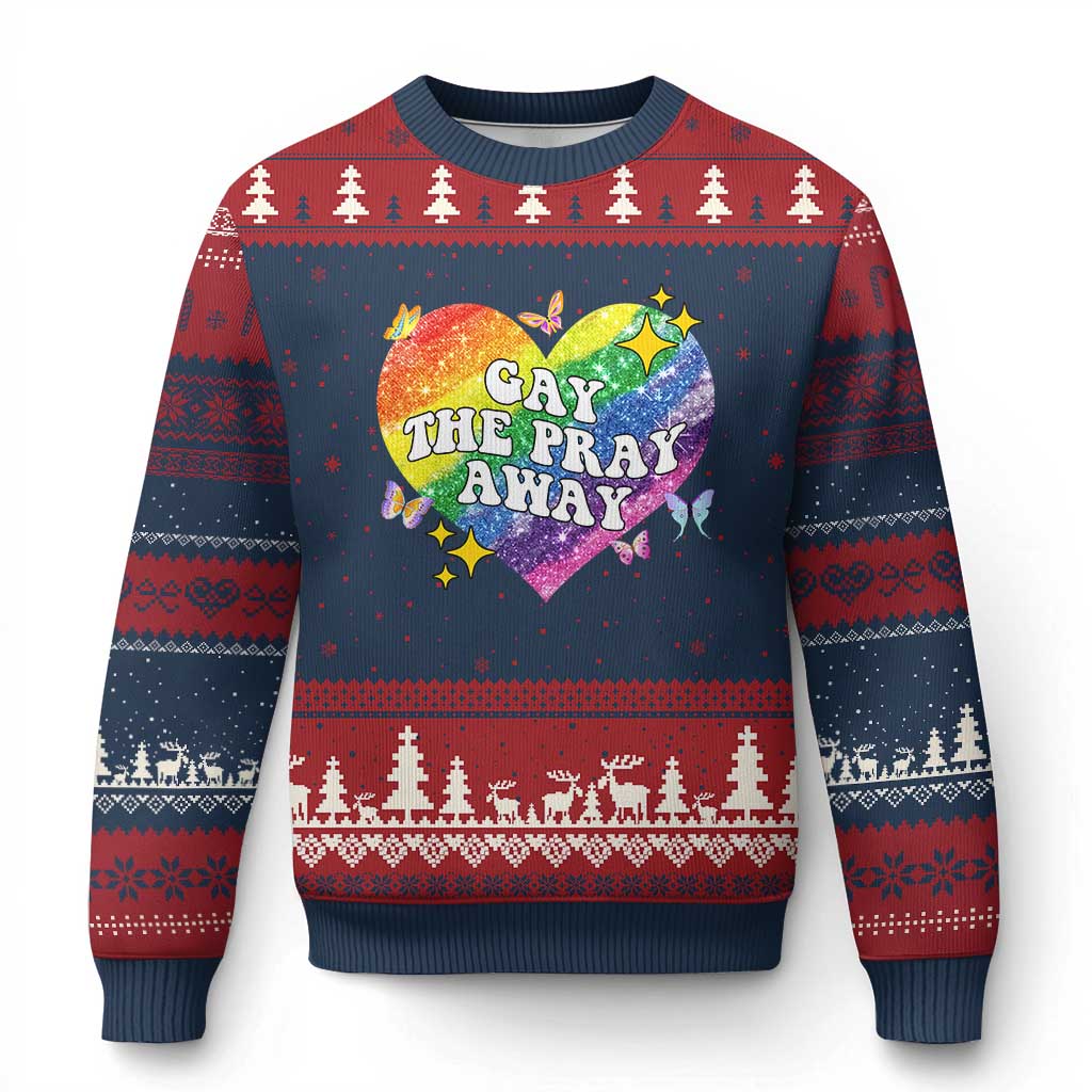 Gay the Pray Away Ugly Christmas Sweater LGBTQIA Say Gay Pride Month - Wonder Print Shop