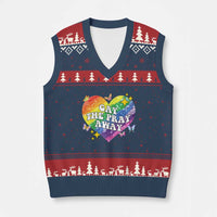 Gay the Pray Away V-Neck Knit Sweater Vest LGBTQIA Say Gay Pride Month - Wonder Print Shop
