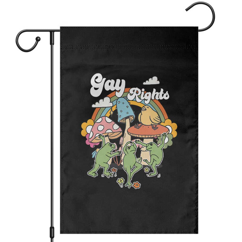 Cottagecore Dancing Frogs Garden Flag Say Gay Rainbow LGBT Pride Month - Wonder Print Shop