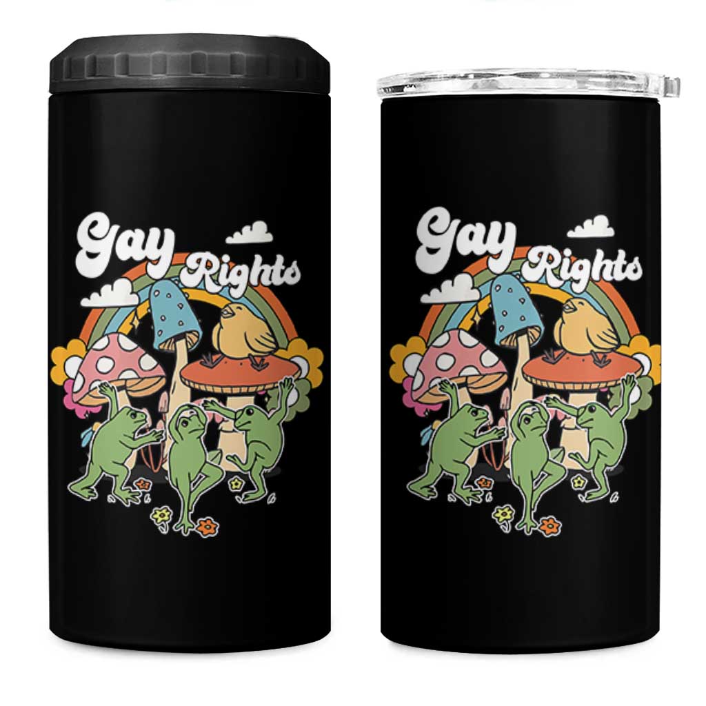 Cottagecore Dancing Frogs 4 in 1 Can Cooler Tumbler Say Gay Rainbow LGBT Pride Month - Wonder Print Shop