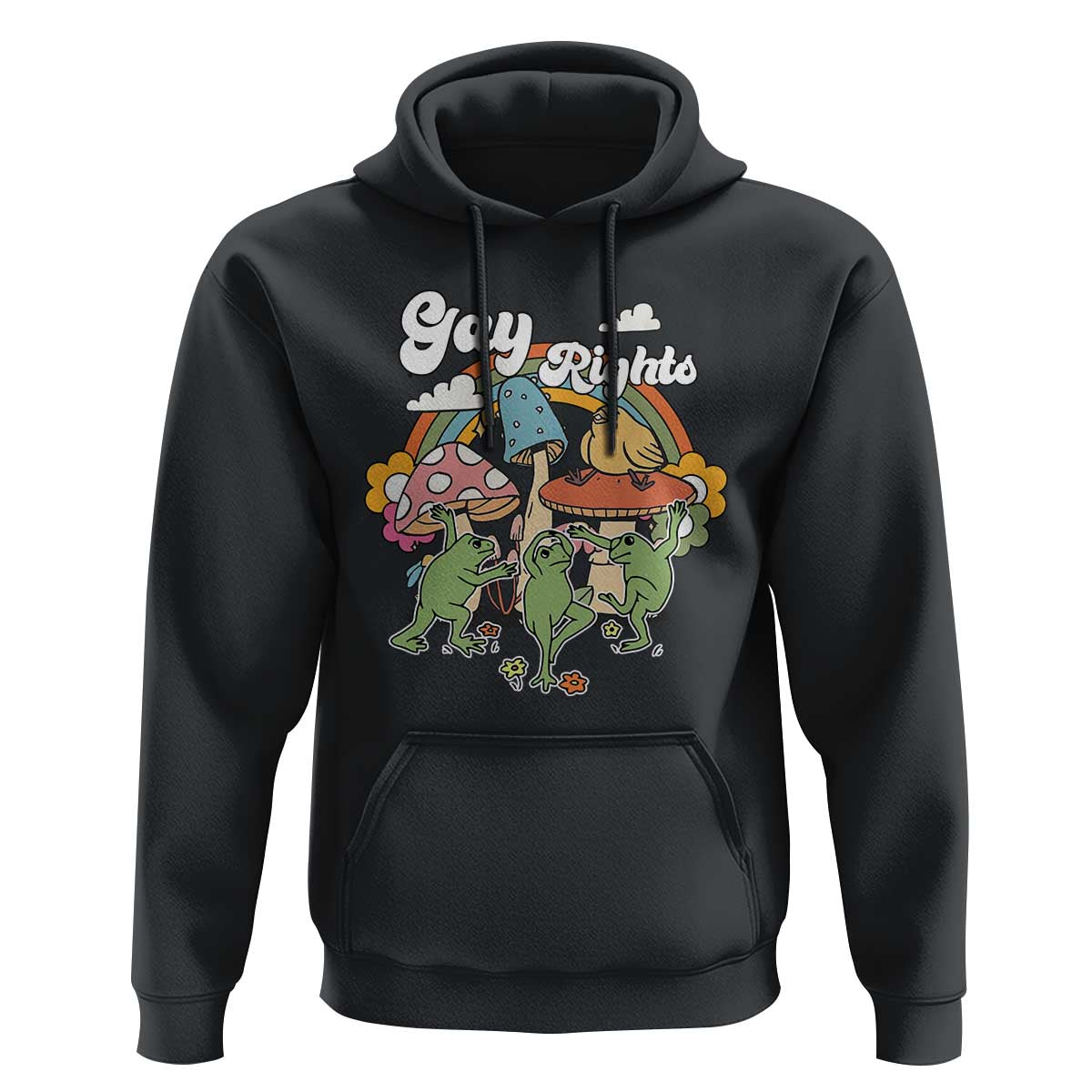 Cottagecore Dancing Frogs Hoodie Say Gay Rainbow LGBT Pride Month - Wonder Print Shop