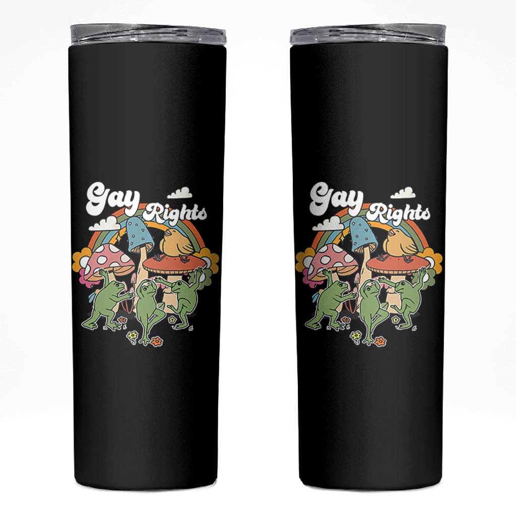 Cottagecore Dancing Frogs Skinny Tumbler Say Gay Rainbow LGBT Pride Month - Wonder Print Shop