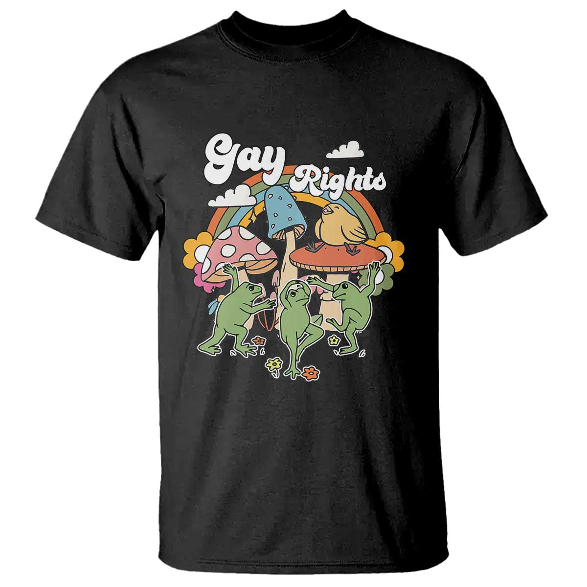 Cottagecore Dancing Frogs T Shirt Say Gay Rainbow LGBT Pride Month TS02